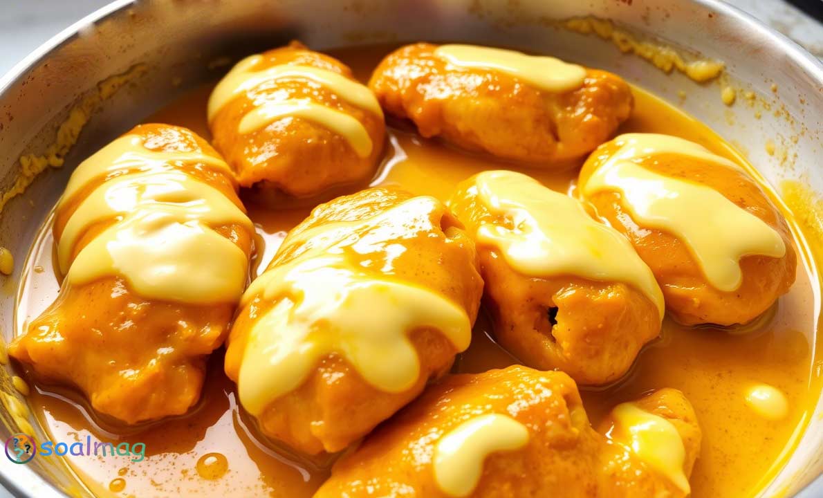 سرخ کردن مرغ با سس مایونز و زعفران