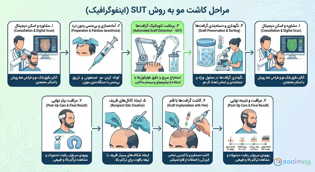روش کاشت مو SUT چیست؟ (تکنولوژی مدرن و اتوماتیک)