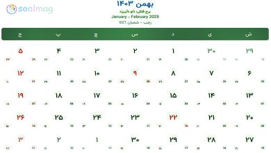 تقویم بهمن سال 1403 هجری شمسی و مناسبت ها