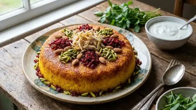 طرز تهیه ته چین مرغ زعفرانی در قابلمه