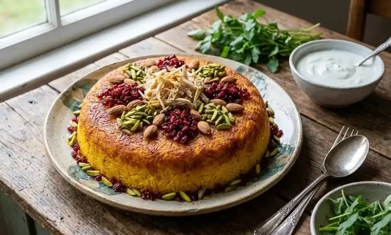 طرز تهیه ته چین مرغ زعفرانی در قابلمه